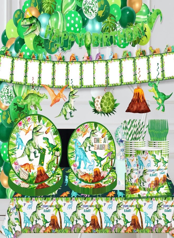 BIGKEOKI Watercolor Dinosaur Happy Birthday Banner Dinosaur Trex Banner Dinosaur Birthday Party Supplies for Boys 1st 2nd 3rd 4th 10th Dinosaur Birthday Decorations (Green) - Image 4